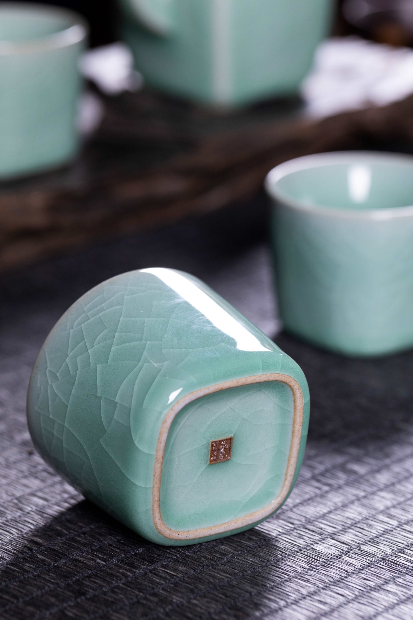 Longquan Celadon 5-Head Round-Top Square-Bottom Teapot set