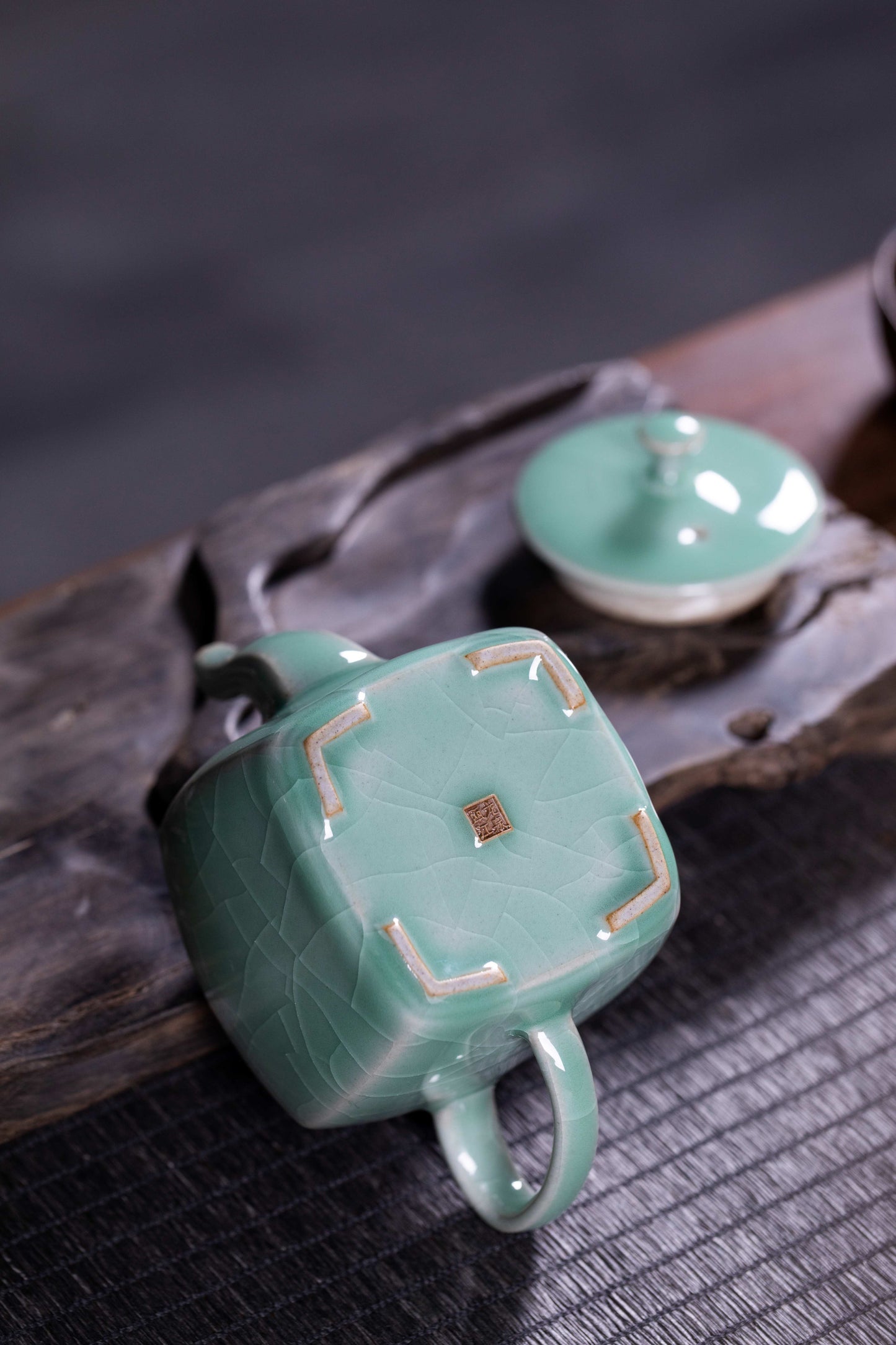 Longquan Celadon 5-Head Round-Top Square-Bottom Teapot set