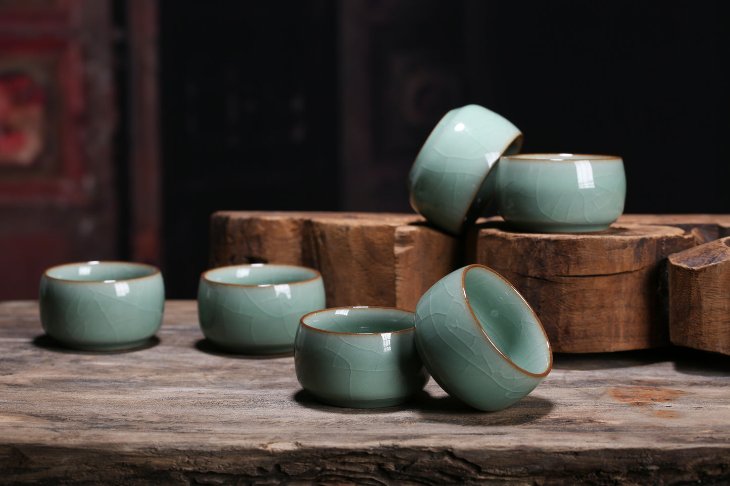 Longquan Celadon Ge Kiln Xishi 10 Head Teapot set
