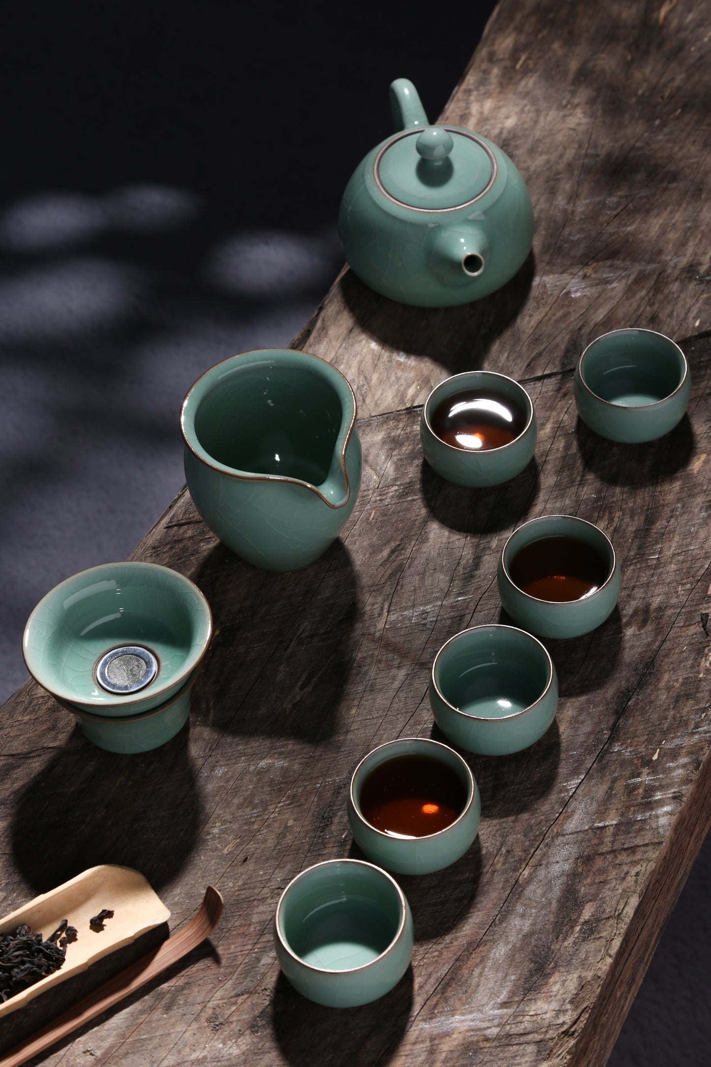 Longquan Celadon Ge Kiln Xishi 10 Head Teapot set