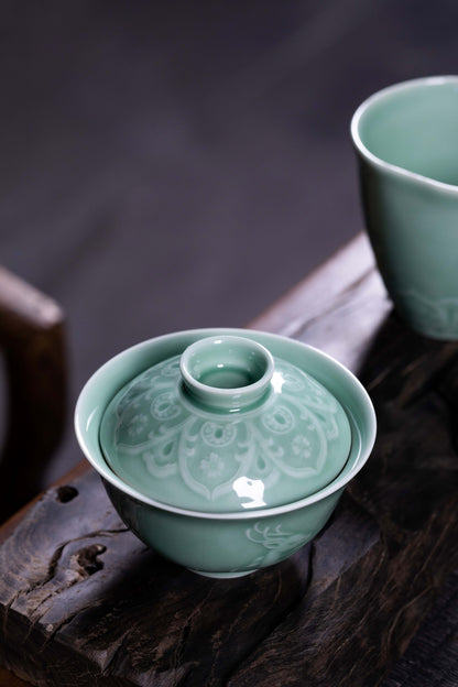 Longquan Celadon 8-Head Dunhuang teapot set