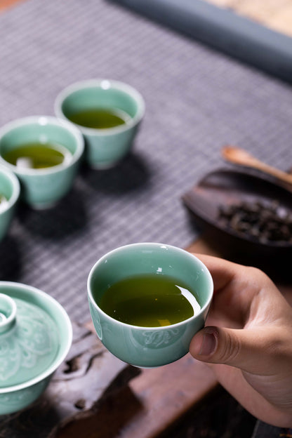 Longquan Celadon 8-Head Dunhuang teapot set