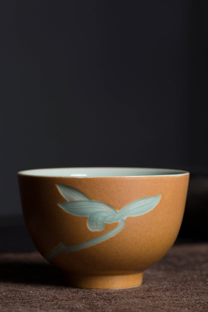 Longquan celadon master cup, Elegant Orchids Master cup, Host-Cup
