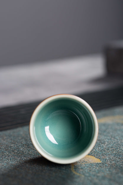 Longquan Gray Glaze Celadon Tea Set — 8-Head “Autumn Delight” Pomegranate Motif Teapot Set