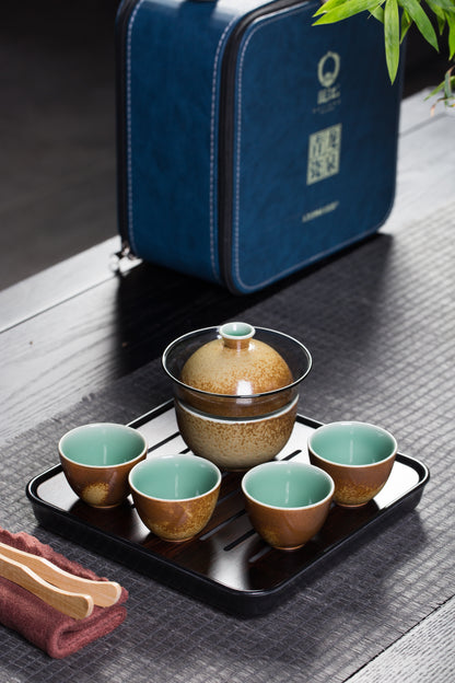 Abundance of Gold and Jade, Longquan Celadon 5- Head teapot with tea tray