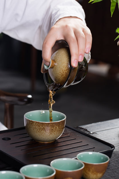 Abundance of Gold and Jade, Longquan Celadon 5- Head teapot with tea tray