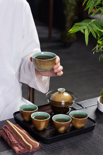 Abundance of Gold and Jade, Longquan Celadon 5- Head teapot with tea tray