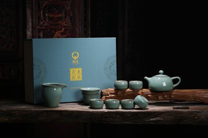 Longquan Celadon Ge Kiln Xishi 10 Head Teapot set