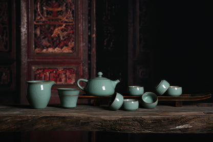 Longquan Celadon Ge Kiln Xishi 10 Head Teapot set