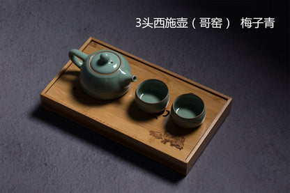 Longquan Celadon Ge Kiln Xishi 3 Head Teapot set