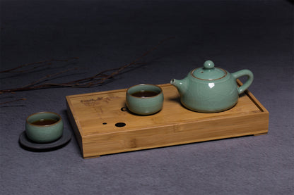 Longquan Celadon Ge Kiln Xishi 3 Head Teapot set